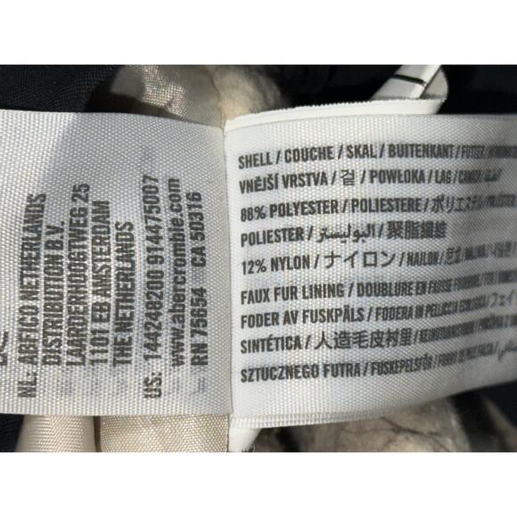 Abercrombie & Fitch Black Tan Sherpa Hooded Utility Parka Coat Jacket Womens M - Picture 4 of 9